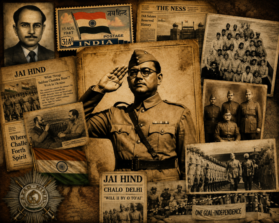 A visual tribute to Netaji Subhas Chandra Bose, the Indian National Army and the freedom struggle behind the enduring national salutation “Jai Hind.”